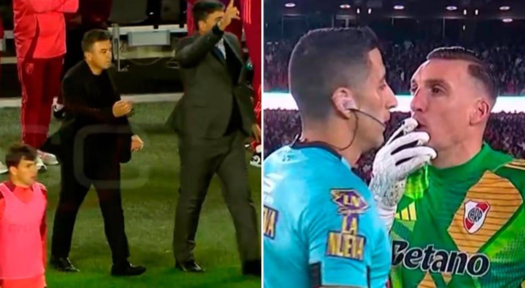 Primero Gallardo y después Armani reclamaron por un penal más. (Capturas de tevé)